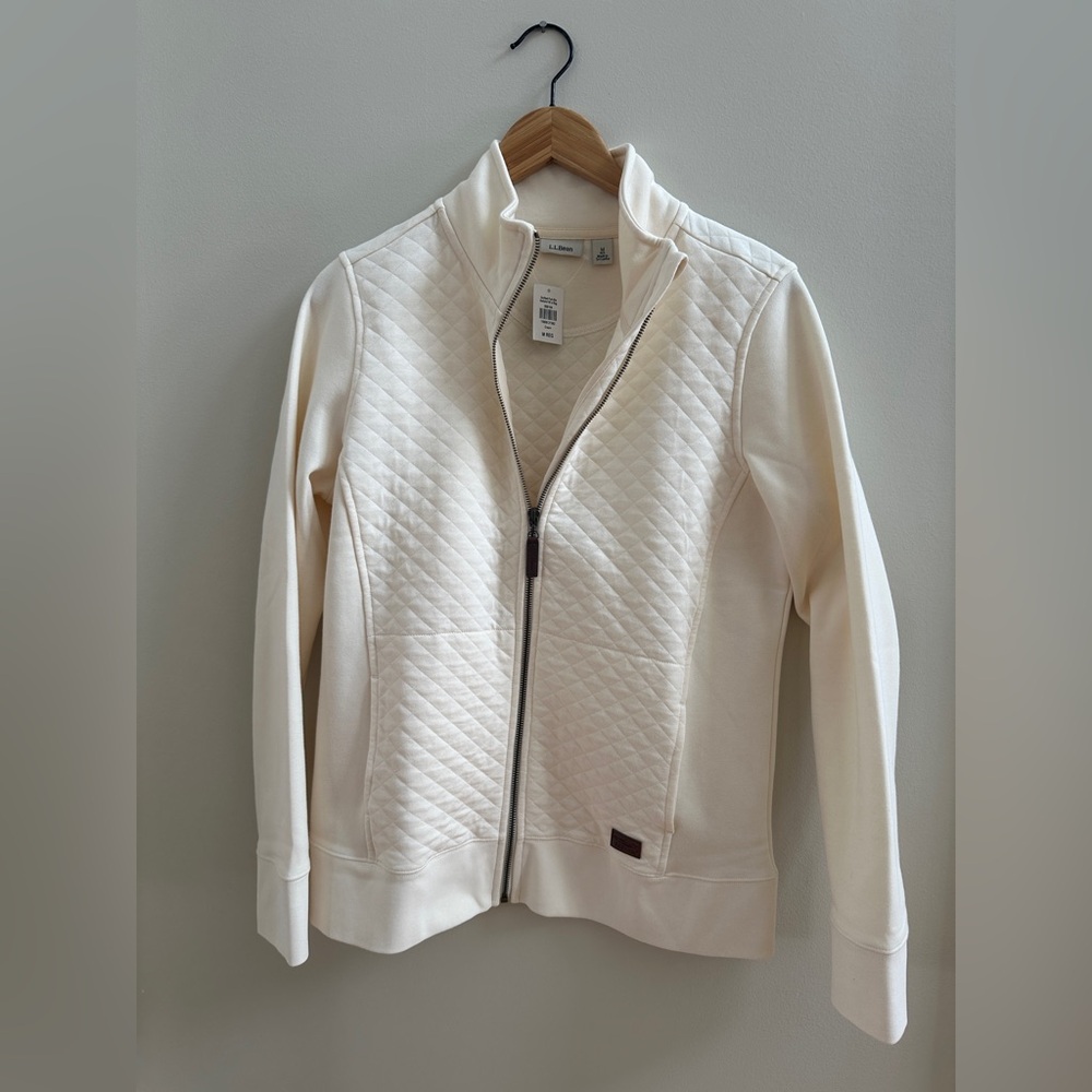 L.L. Bean - Women's Quilted Full-Zip Sweatshirt - Cream M - NWT - Picture 2 of 11
